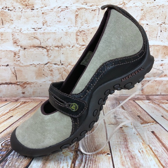 Merrell Shoes - Merrell Plaza Bandeau Dark Taupe Wedge Suede Shoe